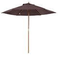 Garden Umbrella 2.5x2.3 m with 6 Ribs and Crank Handle, Made of Wood and Polyester, Brown - Borge' Group Limited