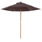 Garden Umbrella 2.5x2.3 m with 6 Ribs and Crank Handle, Made of Wood and Polyester, Brown - Borge' Group Limited