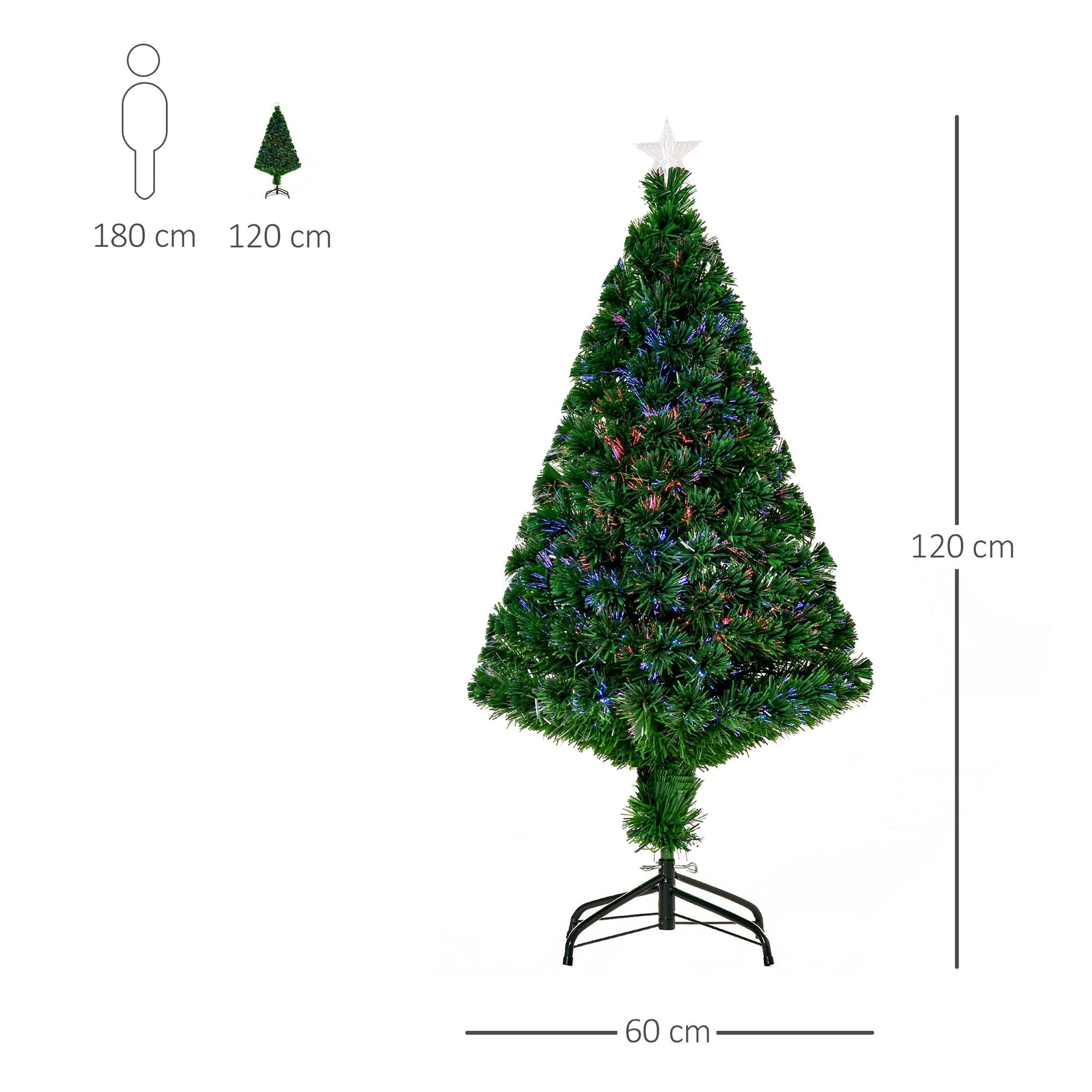 Artificial Fiber Optical Christmas Tree With Foln Pvc Support 120cm - Borgè