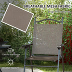 Outsunny set 2 Garden folding chairs with armrests and session in breathable fabric, brown - Borgè