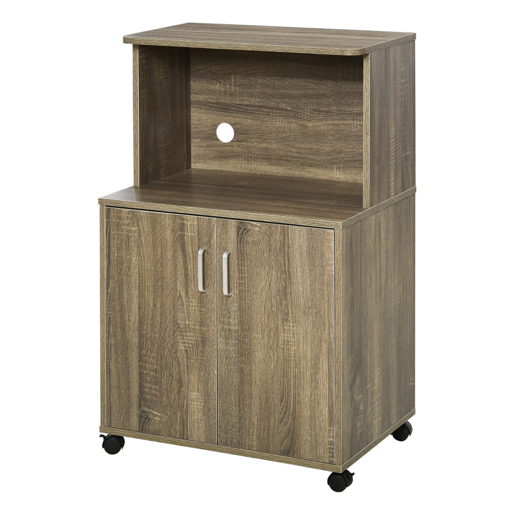 Miglio Multiuse kitchen with 4 wheels, locker and microwave shelf, 60.4x40.3x97cm - wood - Borgè