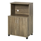 Miglio Multiuse kitchen with 4 wheels, locker and microwave shelf, 60.4x40.3x97cm - wood - Borgè