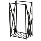 interior and outdoor portal in steel, wood wood for fireplace 46x30x76cm - black - Borgè