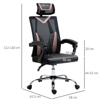 Ergonomic office chair with lumbar and cervical support, adjustable height and inclination, 58x62.5x112-120cm - black - Borgè