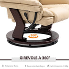 LIMO | Cream Armchair with footrests | 360 ° Swivel and Reclining - Borgè