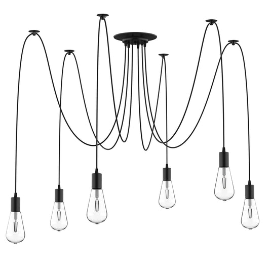 Modern Suspension Chandelier Ragno form 6 lights with adjustable arms, home and office