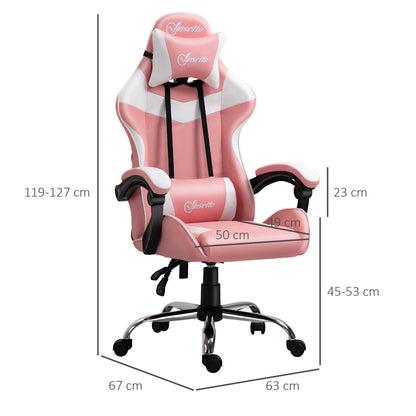 Ergonomic gaming chair with adjustable and reclining height - pink - Borgè