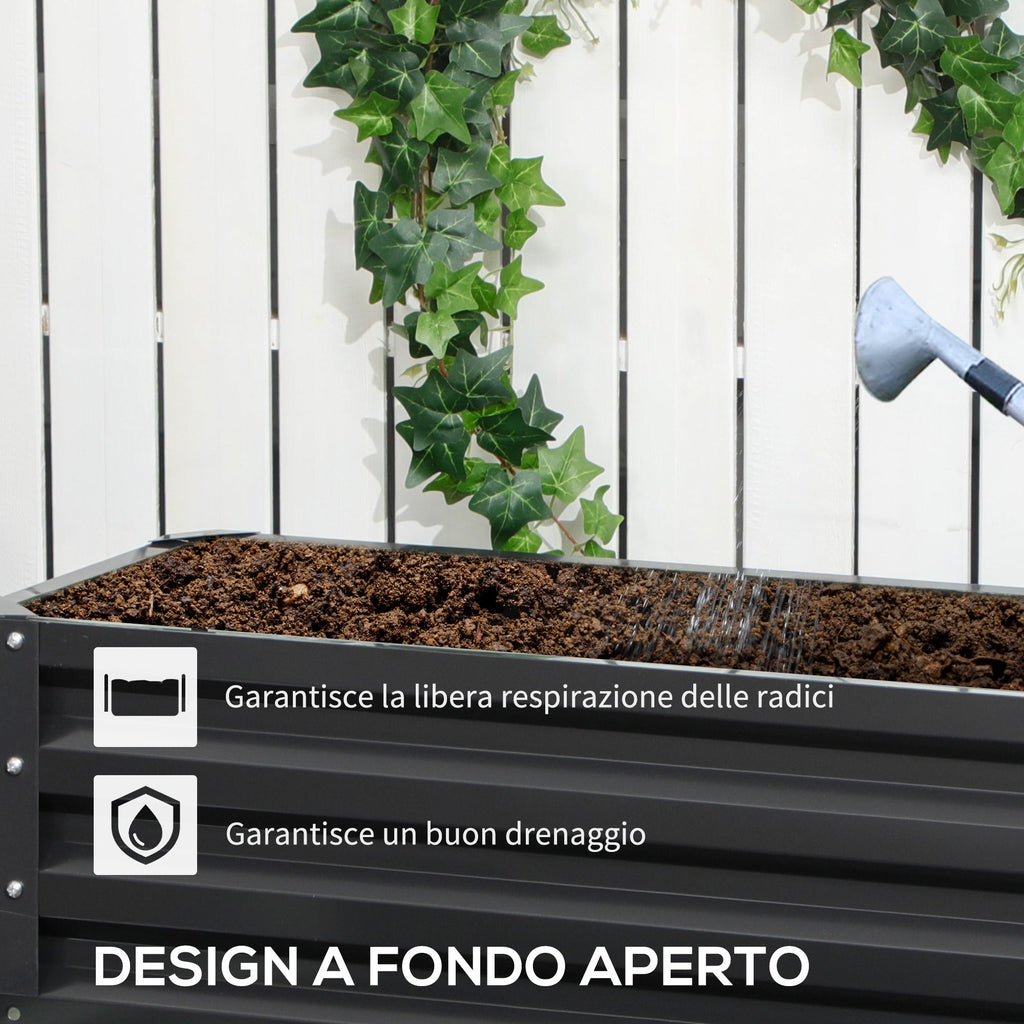2-Tier Raised Garden Bed in Steel with Open Bottom, 120x101x58cm, Dark Grey - Borge' Group Limited