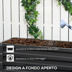 2-Tier Raised Garden Bed in Steel with Open Bottom, 120x101x58cm, Dark Grey - Borge' Group Limited