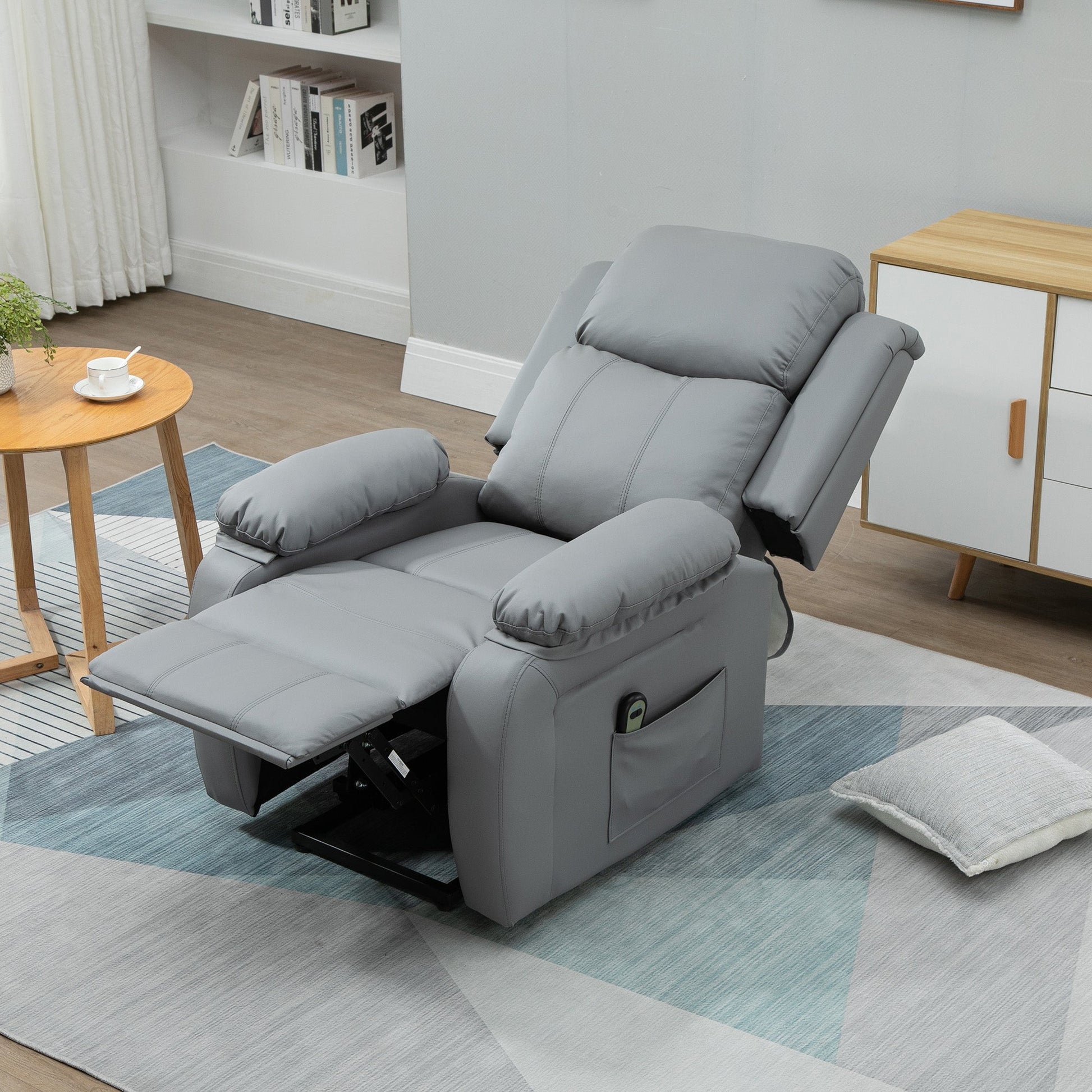 Reclinable Grey Armchair with Lift Assist up to 160 Â° with remote control - Borgè