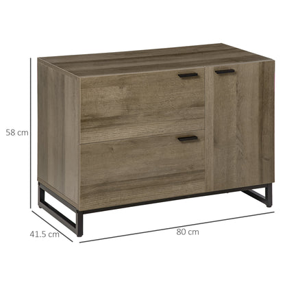 Modern Credenza for living room or kitchen, multipurpose wooden and metal cabinet with 2 drawers and locker