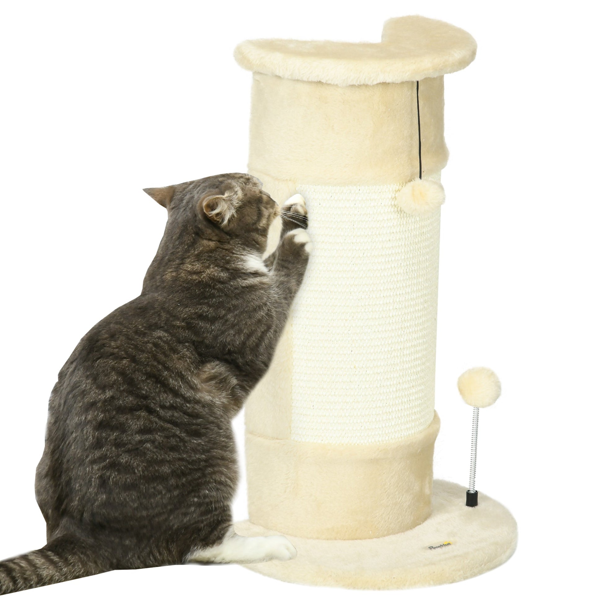 Beige Scratch Pole for cats up to 5kg with 2 balls | 34x25.5x58cm - Borgè