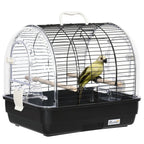 Steel Bird Cage with Perches, Removable Tray and Handle, 42x32x37 cm, Black - Borge' Group Limited