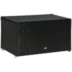Rattan and Steel Garden Storage Chest with Lid, 95x60x53cm, Black - Borge' Group Limited