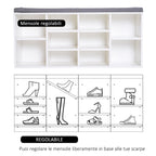 Bench Scarpper with adjustable shelves in white and Grey wood, 104x30x48cm - Borgè