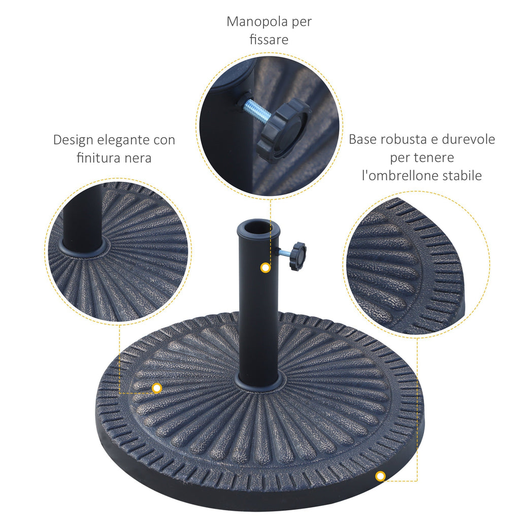 Round Umbrella Base for Ø3.8-4.8cm Poles with Decoration and Knob, Weight 15kg Ø49x32cm - Borge' Group Limited