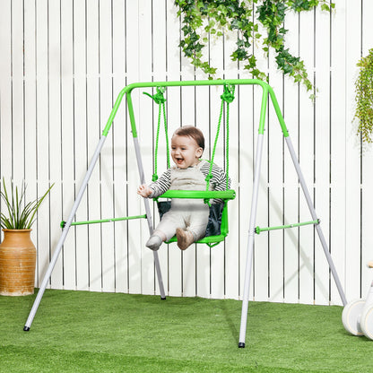 Outsunny swing for children 6-36 months from garden and steel lounge and PE, 122x146x122 cm, green - Borgè