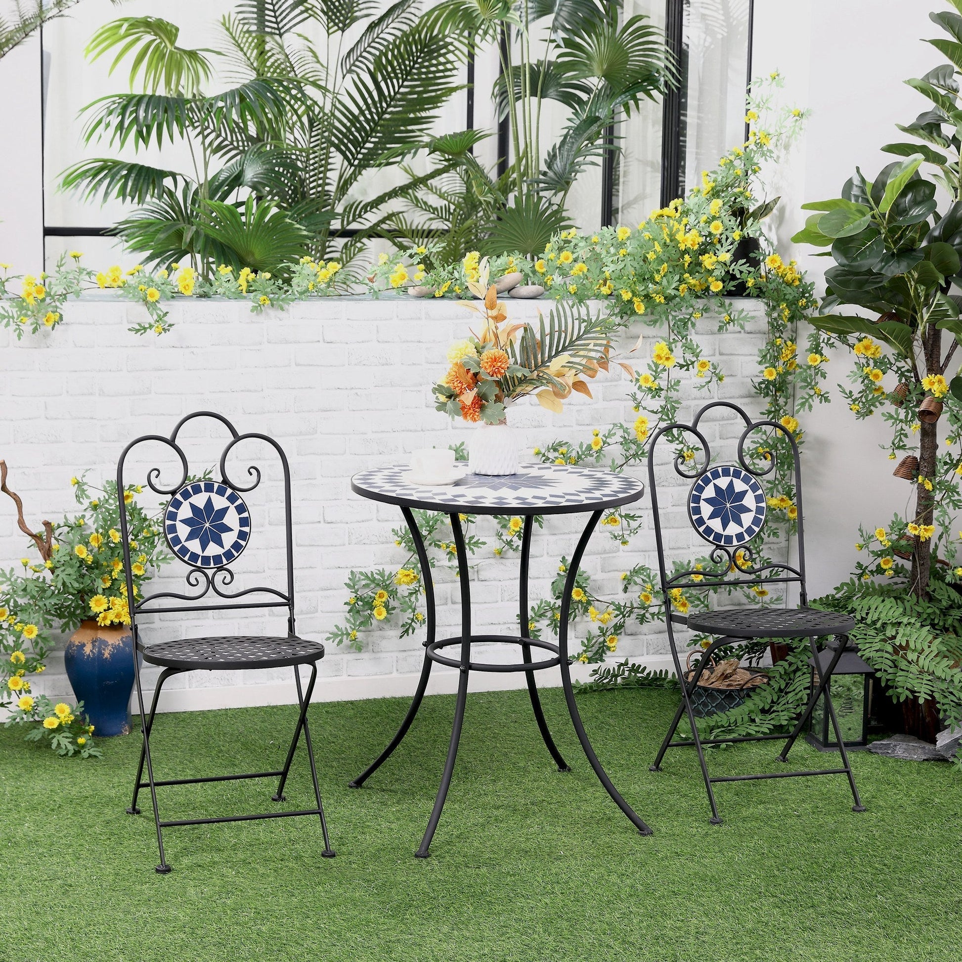 MOSAIC | 3 Pcs Garden Table and Chairs Set - Borgè