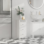 Wooden Bathroom Bathroom Cabinet With White Floral Forgotter Decor 30 x 30 x 68.5cm - Borgè