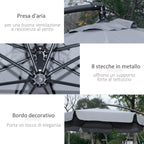 2.7x2.7 m Garden Umbrella with Metal Arm and Adjustable Polyester Canopy and Crank Opening, Grey - Borge' Group Limited