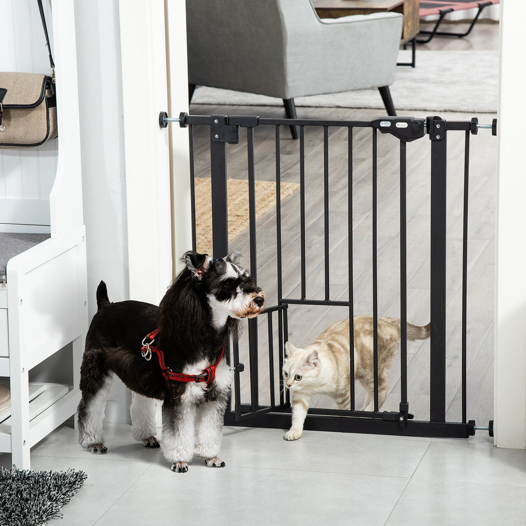 Extendable Dog Gate with Pressure Fit and Automatic Closure, 68x76.2 cm, Black - Borge' Group Limited