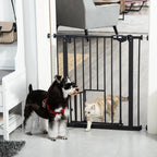 Extendable Dog Gate with Pressure Fit and Automatic Closure, 68x76.2 cm, Black - Borge' Group Limited