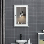 Kleankin Bathroom cabinet wall unit with mirror and magnetic closing door, 41x14x60cm - white - Borgè