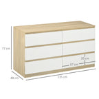 Drawer 6 Modern Drawers in Wooden, 135x48x77cm, White and Wood Color - Borgè