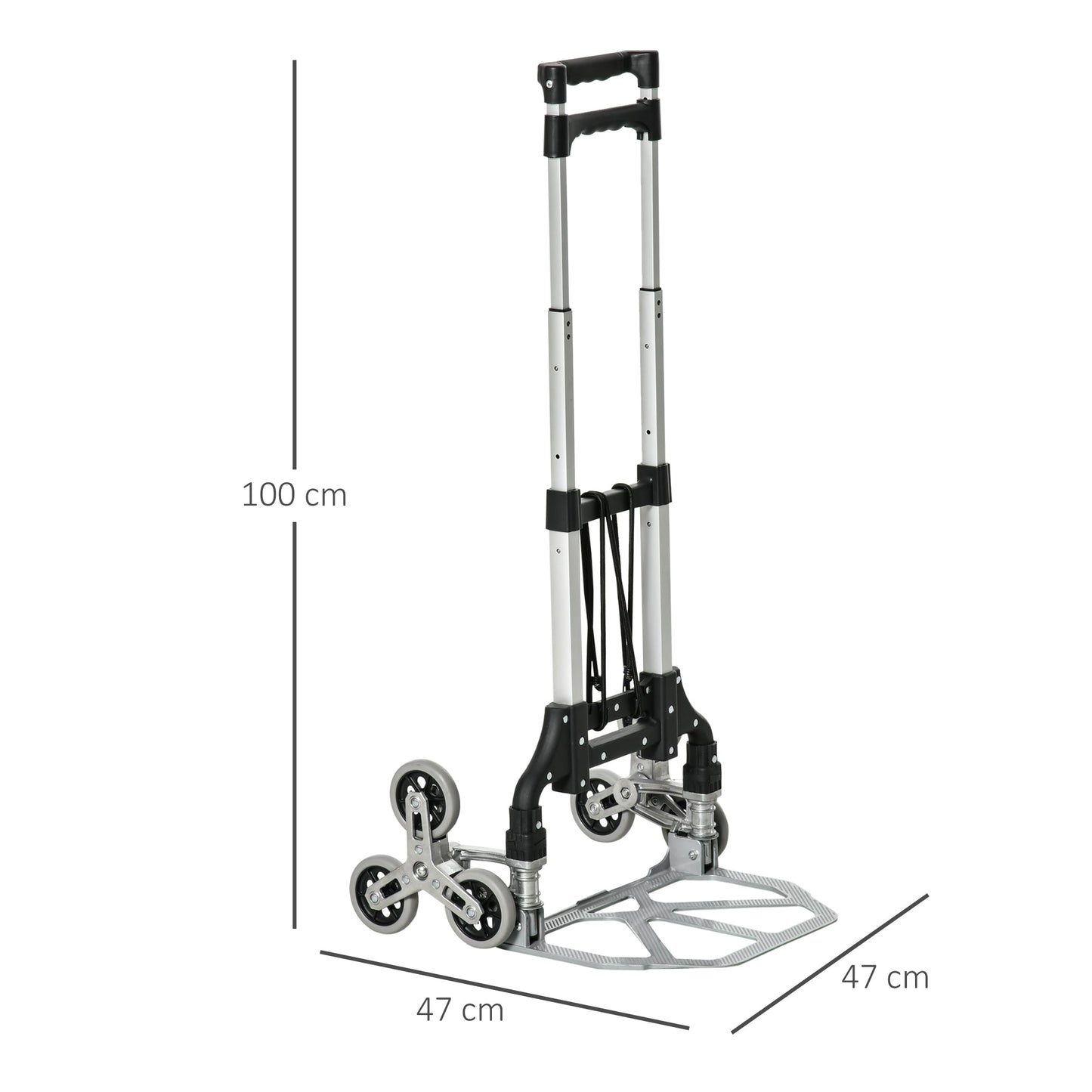 Durhand Trolley Folding Aluminum Folding Root with 6 wheels for Load 70kg - Borgè