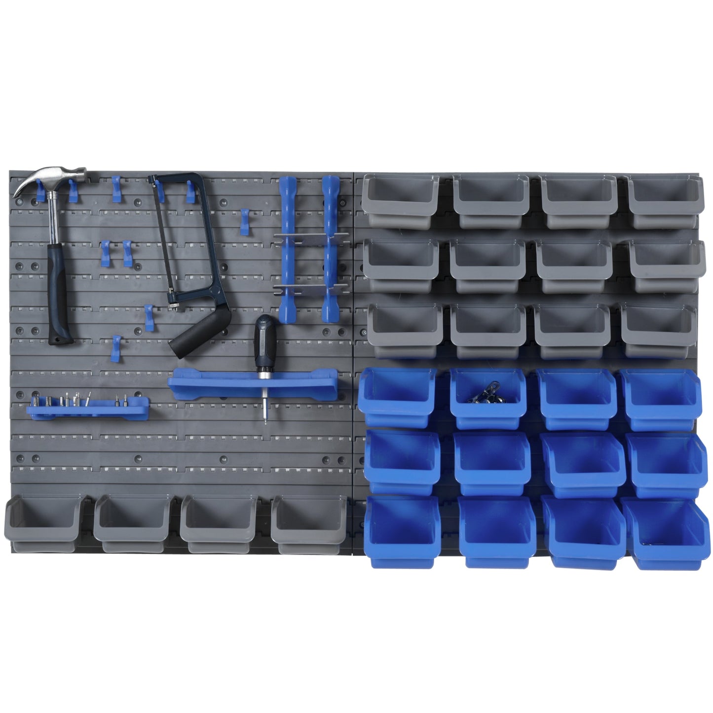 Durhand 44pz holder box with adjustable and removable boxes in blue and Grey pp, 54x22x95 cm - Borgè