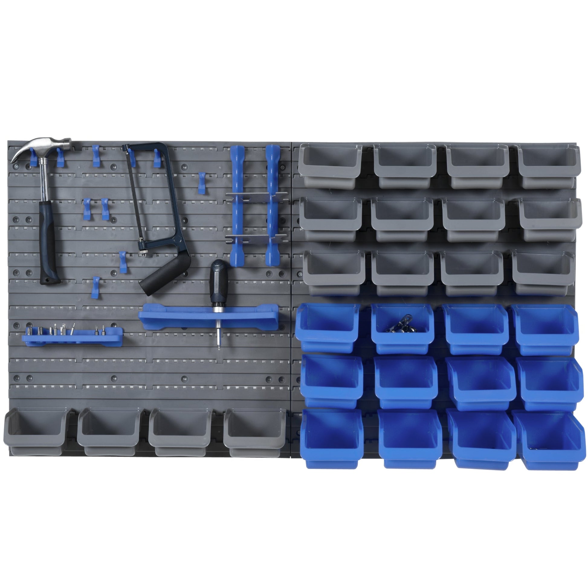 Durhand 44pz holder box with adjustable and removable boxes in blue and Grey pp, 54x22x95 cm - Borgè