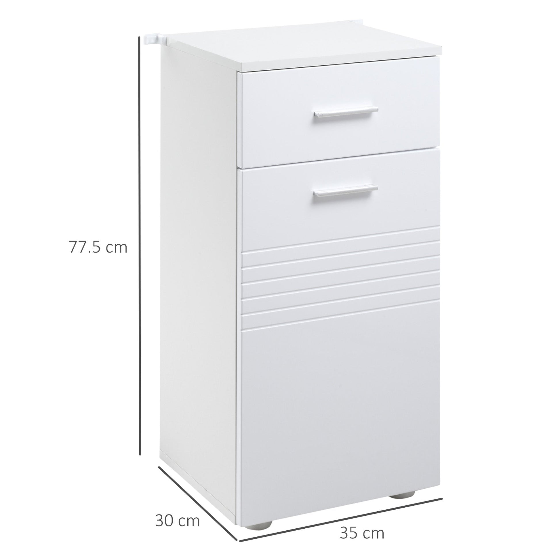 Kleankin Wooden Bathroom Cabinet with drawer and locker 1 door with shelves, 35x30x77.5cm - Borgè