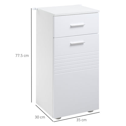 Kleankin Wooden Bathroom Cabinet with drawer and locker 1 door with shelves, 35x30x77.5cm - Borgè