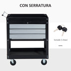 Black Professional Mechanic Garage Trolley with drawers | 68 x 46 x 88cm - Borgè