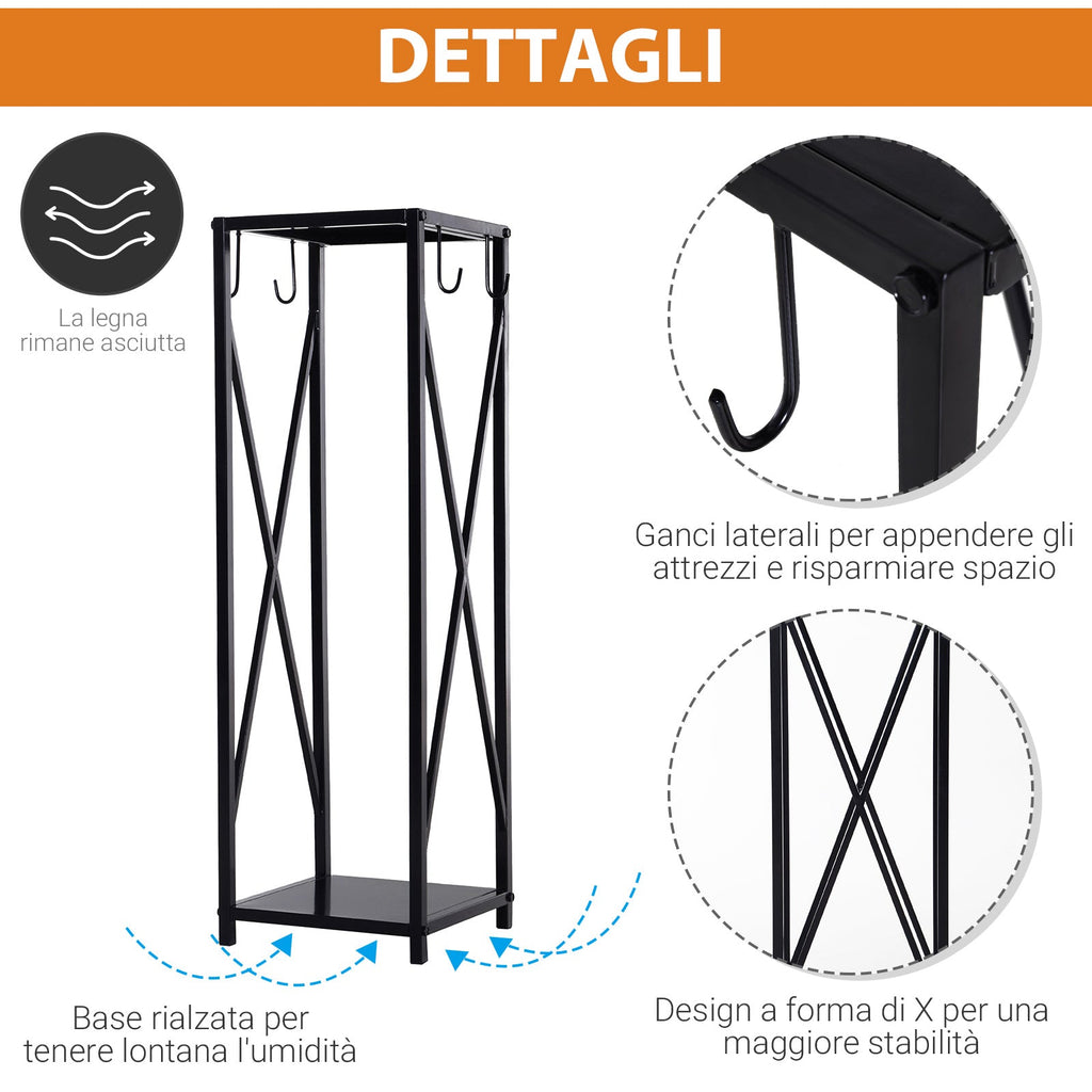 Outsunny interior portal and exterior metal space -saving with palette, gunshot, preparation and pliers, 34x34x111cm, black - Borgè