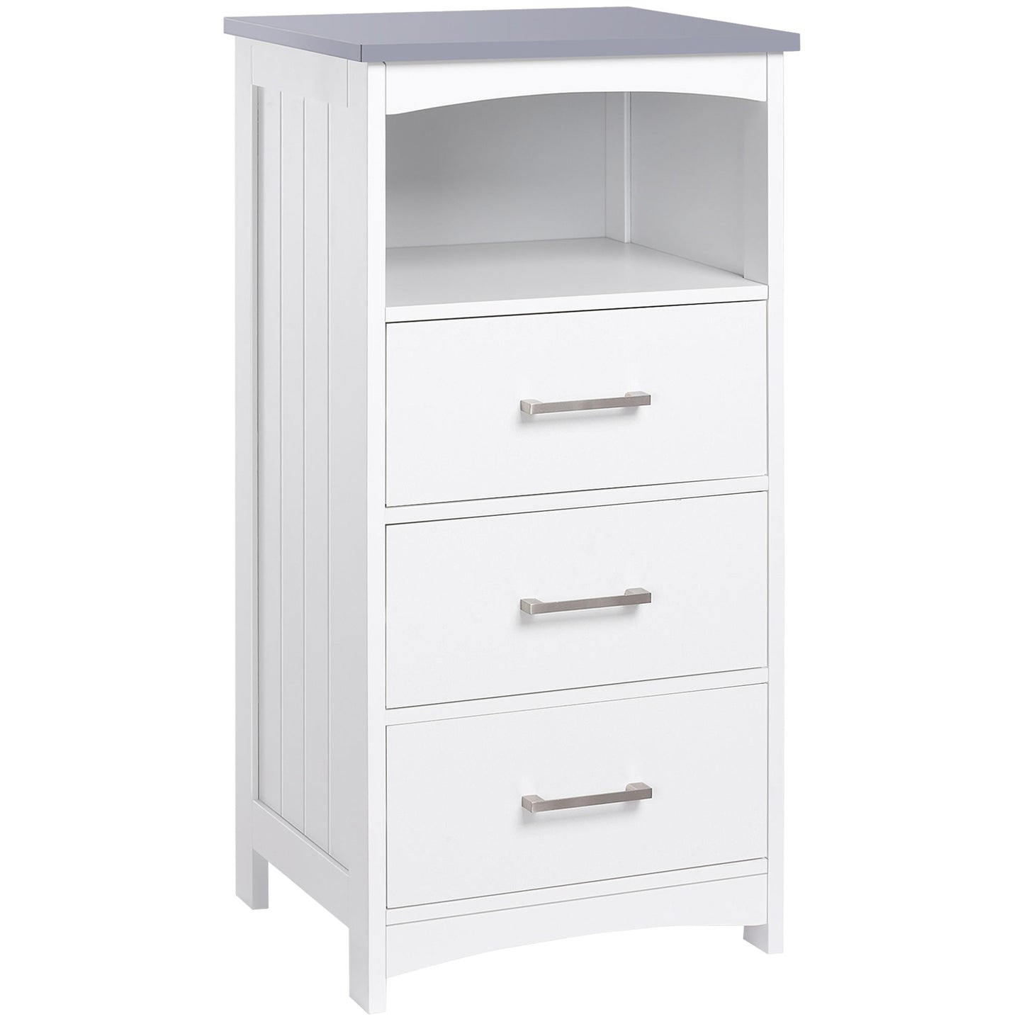 kleankin bathroom cabinet with open shelf and 3 drawers in mdf, 40x33x80cm, white - Borgè