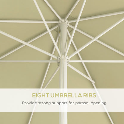 Outsunny Garden umbrella at an adjustable height in aluminum, metal and polyester, 248x248x250 cm, beige white - Borgè