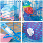 Pawhut for hamsters and 5 -storey rodents with colored pipes, wheel, small house and accessories included, blue, 47x30x59cm - Borgè
