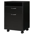 Black Wooden Office Boarding Drawer with 2 drawers, 4 hominidirectional wheels, 40 x 35 x 60cm - Borgè