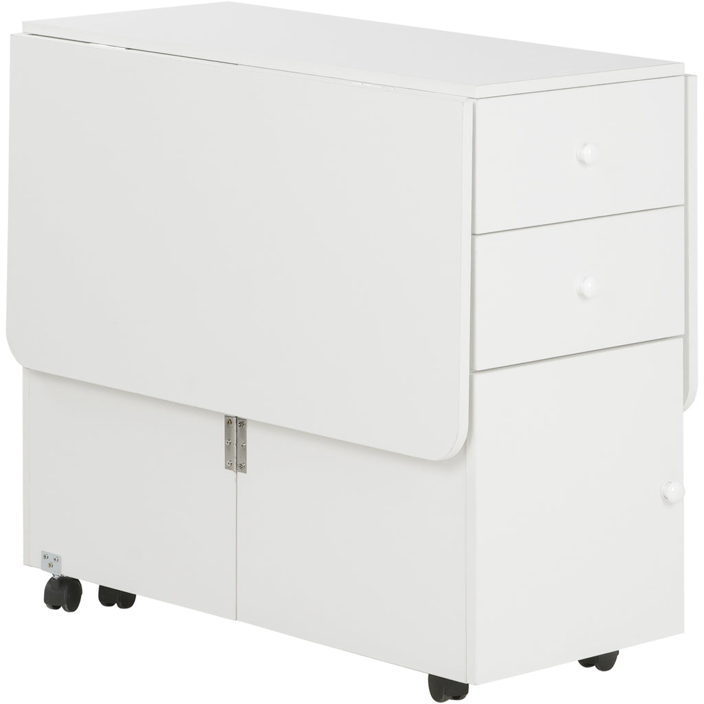 Homcom Ribal kitchen table with 2 drawers and cabinet with ante, in chipboard, 120x80x75 cm, white - Borgè