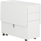 Homcom Ribal kitchen table with 2 drawers and cabinet with ante, in chipboard, 120x80x75 cm, white - Borgè
