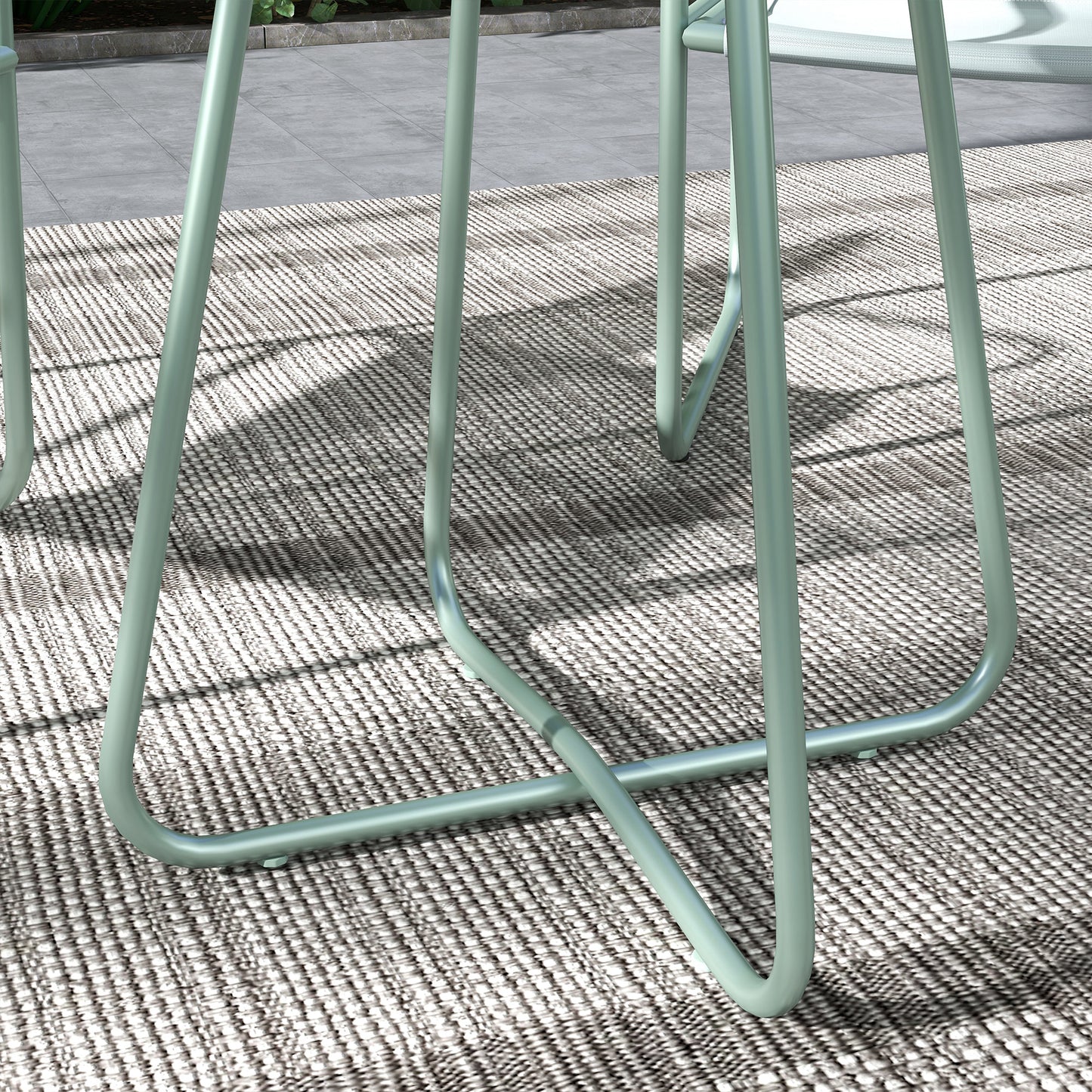 Outsunny garden set with round table and 2 steel chairs and breathable mesh fabric, green - Borgè