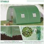 3x3x2m Outdoor Tunnel Greenhouse with PE Cover, Zippered Door and 4 Windows, Green - Borge' Group Limited