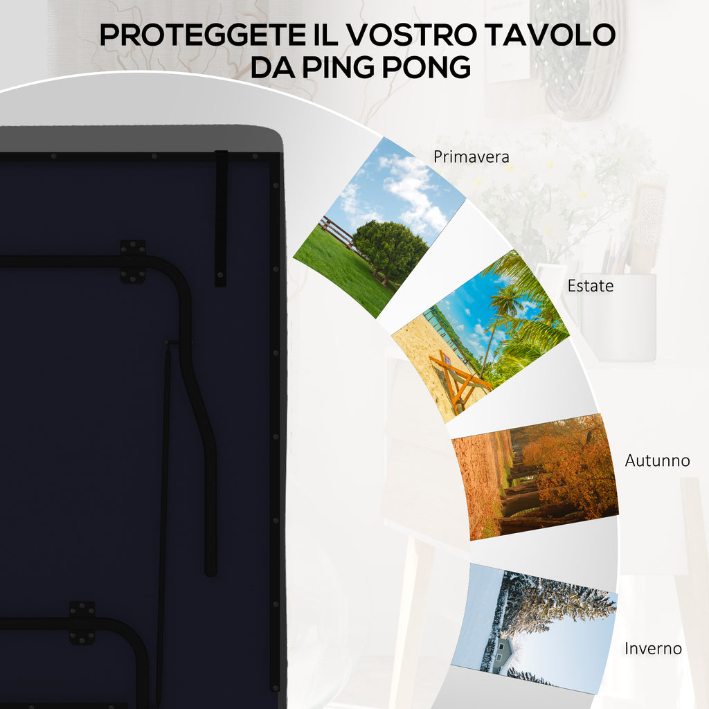 SPORTNOW Cover Ping Pong 257x153x5 cm in black polyethylene with buckles and hinges included - Borgè