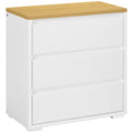 Homcom 3 -drawer chest of drawers in white chipboard for bedroom, study and living room, 70x37x75cm - Borgè