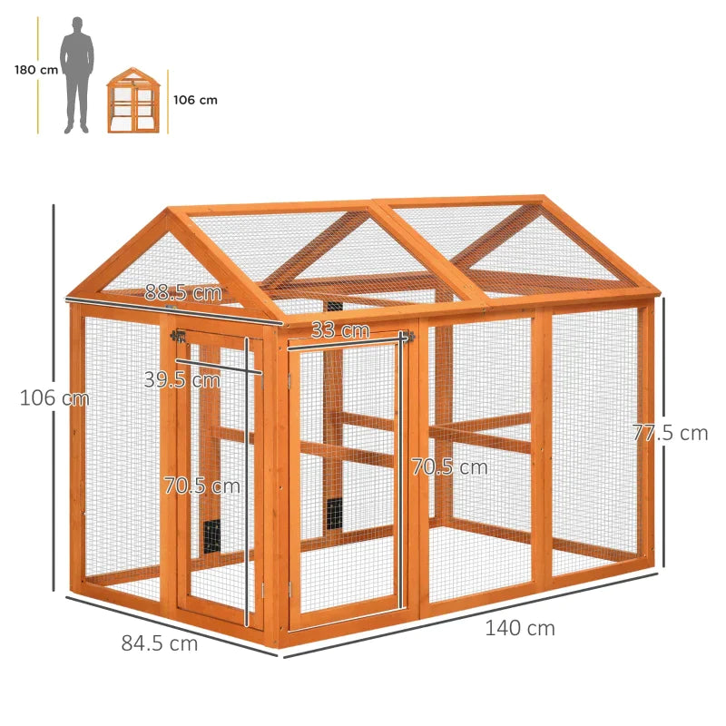 Wooden Chicken Coop with multiple doors | 140x88.5x106cm - Borgè