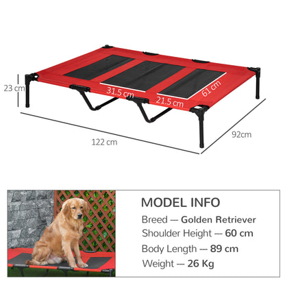 PAWHUT Dog bed 50kg Max raised with travel bag, metal and Oxford fabric, 122x92x23 cm, red - Borgè