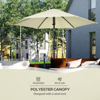 2.7x2.5m Polyester and Metal Garden Umbrella with Tilting Canopy Beige Black - Borge' Group Limited