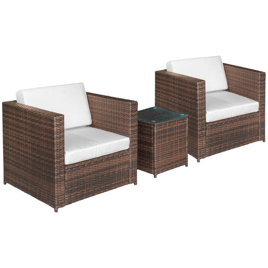 Outdoor Balcony Rattan Armchairs with Table | Outsunny - Borgè