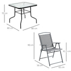 Folding Garden Table and 4 Chairs Set with Umbrella Hole, Black - Borge' Group Limited